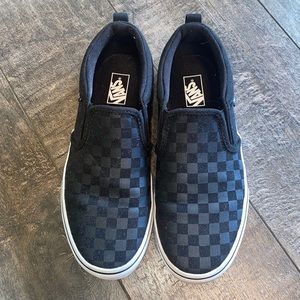 Vans Checkerboard Slip On Sneakers Black Youth 6 Woman’s 7